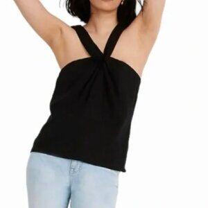 Madewell Women's Black Linen-Blend Halter Tank Top Sz 6